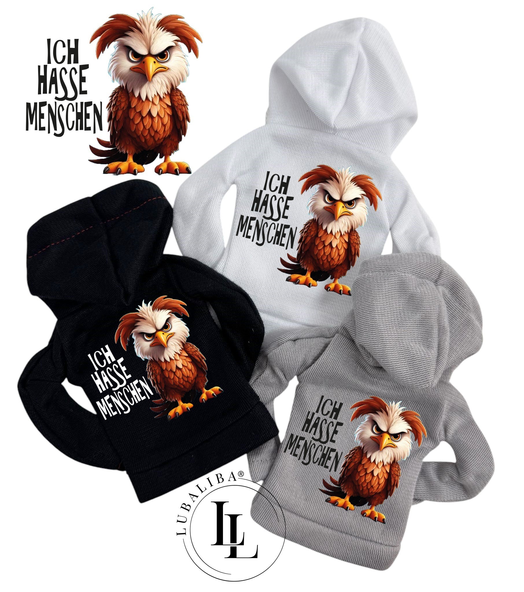Mini Hoodie " Ich Hasse Menschen " Falki der Falke Motiv: TABC